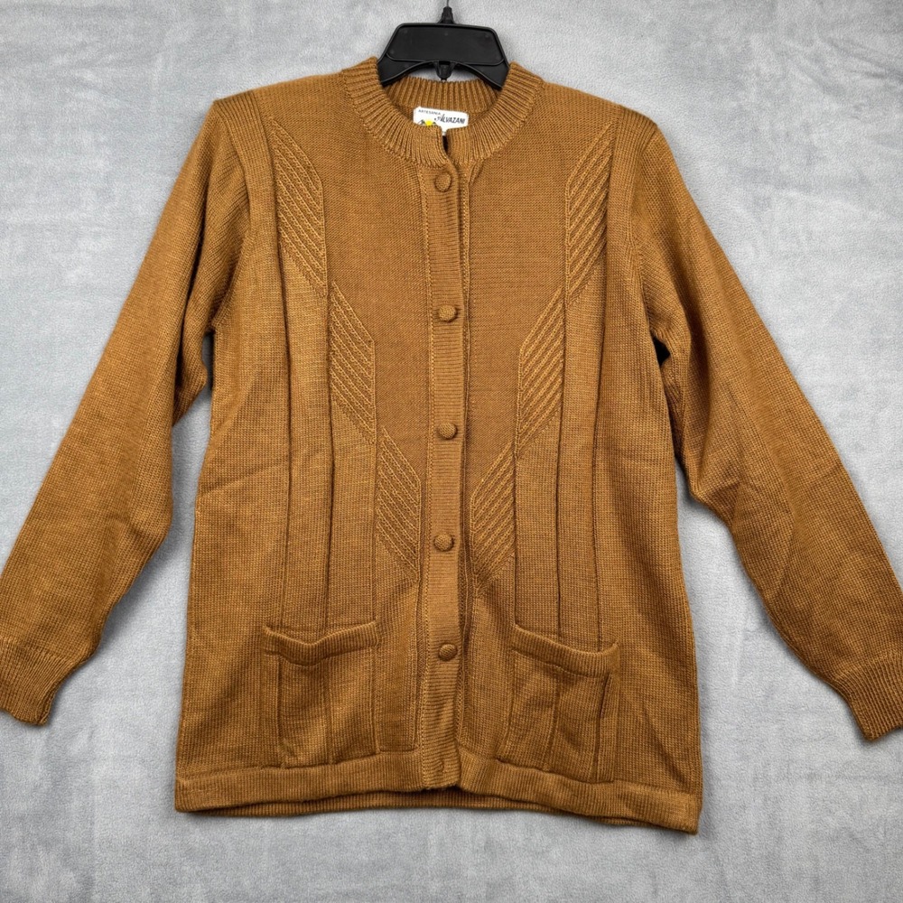 Artesania Alvazani Women's‎ Brown Knit Button Up Cardigan Sweater Medium